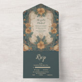 Invitation Tout En Un Élégant Art Nouveau Floral Mariage (À l'intérieur)