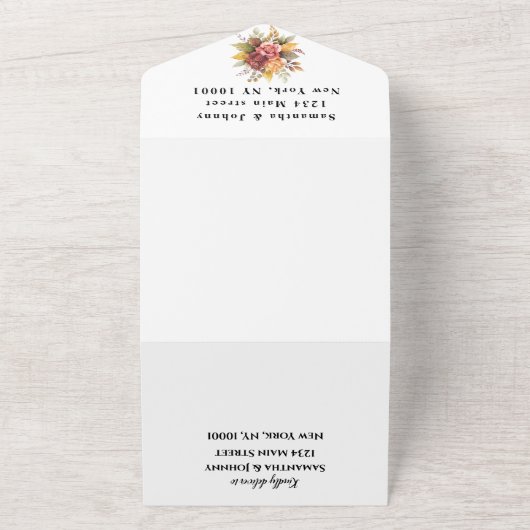 Invitation Tout En Un Élégant automne automne automne fleurs mariage RSV (Dehors)