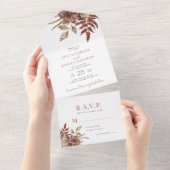 Invitation Tout En Un Elégant automne automne chute aquarelle mariage fl (Déchirure)