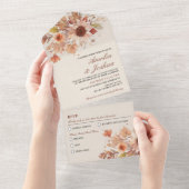Invitation Tout En Un Élégant automne automne Mariage d'aquarelle floral (Déchirure)