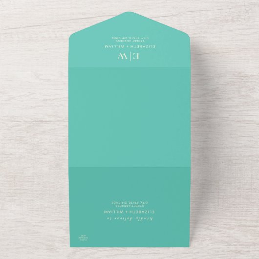 Invitation Tout En Un Élégant Awe aquatique simple avec Mariage Monogram (Dehors)