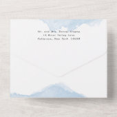 Invitation Tout En Un Elégant Bat mitzvah d'aquarelle bleu or (Verso)