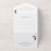 Invitation Tout En Un Elégant Black Floral moderne photo mariage RSVP (Dehors)