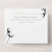 Invitation Tout En Un Elégant Black Floral moderne photo mariage RSVP (Verso)