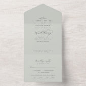 Invitation Tout En Un Elégant blanc coordonnées Floral Sage Mint Mariage (À l'intérieur)