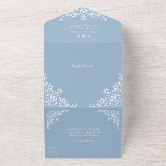 Invitation Tout En Un Elégant bleu Dusty tout en un Mariage (Dehors)