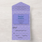 Invitation Tout En Un Elégant bleu marine Damask Classy Mariage décorati (À l'intérieur)