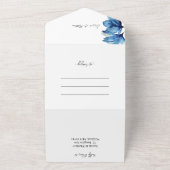 Invitation Tout En Un Elégant bleu romantique Fleurs artistiques (Dehors)