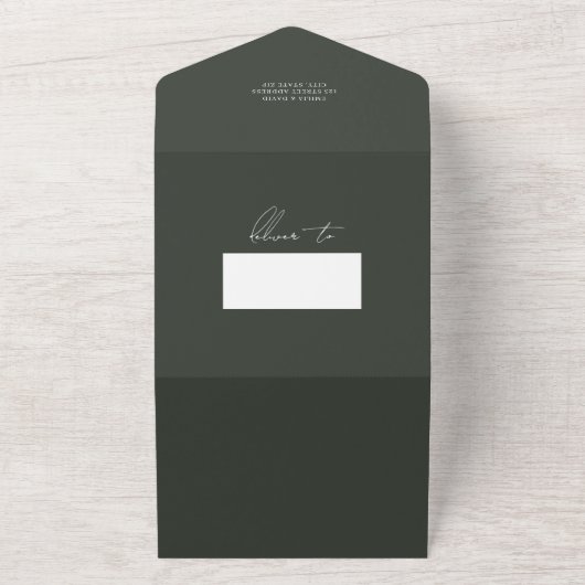 Invitation Tout En Un Élégant Blooms vert tout en un mariage Inviter (Dehors)