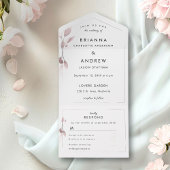 Invitation Tout En Un Elégant Blush Botanical All in One Wedding Invitat