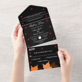 Invitation Tout En Un Elégant Boho Black and White Fall in Love Mariage (Déchirure)