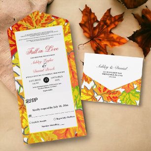 Invitation Tout En Un Elégant Boho Fall Feuilles Pays Floral Mariage