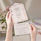 Invitation Tout En Un Elegant Boho Fleur sauvage Mariage