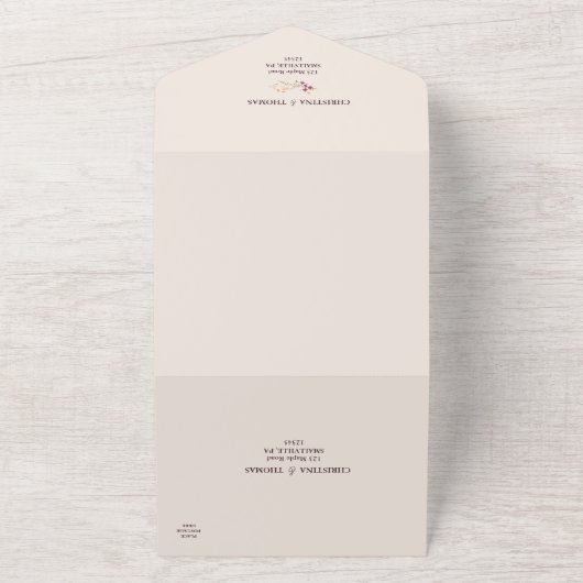 Invitation Tout En Un Elegant Boho Fleur sauvage Mariage (Dehors)