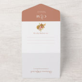 Invitation Tout En Un Elegant Boho Terracotta Monogram QR Code Mariage (Dehors)