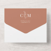 Invitation Tout En Un Elegant Boho Terracotta Monogram QR Code Mariage (Verso)