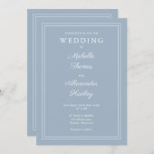 Invitation Tout en un Elégant Bordure Dusty Mariage bleu (Devant / Derrière)