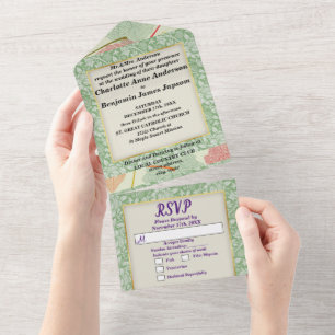 Invitation Tout En Un Élégant Botanique Mariage Feuilles d'Automne