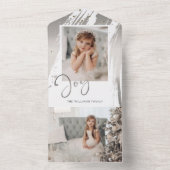 Invitation Tout En Un Élégant brosse en argent avec Joy Script Photo (À l'intérieur)