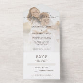 Invitation Tout En Un Élégant Brown Neutral Couple Mariage photo (À l'intérieur)