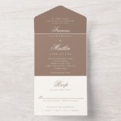 Invitation Tout En Un Elegant Brown Romantic Wedding (À l'intérieur)