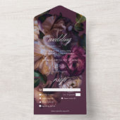 Invitation Tout En Un Elegant Burgundy Moody Floral Wedding Dinner (À l'intérieur)