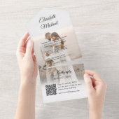 Invitation Tout En Un Elegant Burgundy QR Code Mariage photo (Déchirure)
