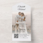 Invitation Tout En Un Elegant Burgundy QR Code Mariage photo (À l'intérieur)