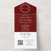 Invitation Tout En Un Élégant Burgundy Script moderne RSVP QR Code (À l'intérieur)