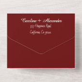 Invitation Tout En Un Élégant Burgundy Script moderne RSVP QR Code (Verso)