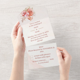 Invitation Tout En Un Elégant cadre floral Mariage personnalisé