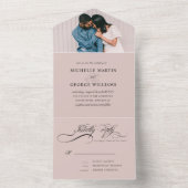 Invitation Tout En Un élégant calligraphie blush (pas d'ENV nécessaire) (À l'intérieur)