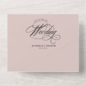 Invitation Tout En Un élégant calligraphie blush (pas d'ENV nécessaire) (Verso)