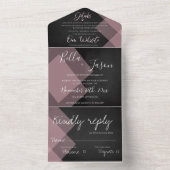 Invitation Tout En Un Élégant Chalkboard Pastel Monogram Mariage (À l'intérieur)