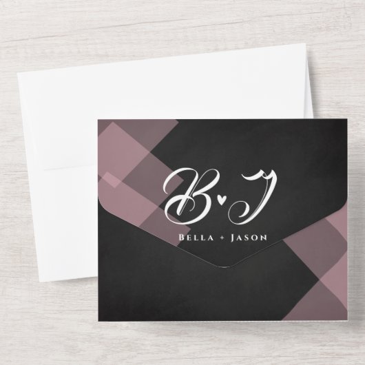 Invitation Tout En Un Élégant Chalkboard Pastel Monogram Mariage (Verso)