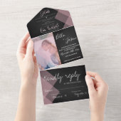 Invitation Tout En Un Elégant Chalkboard Pastel Monogram Mariage photo (Déchirure)