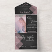 Invitation Tout En Un Elégant Chalkboard Pastel Monogram Mariage photo (À l'intérieur)