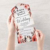 Invitation Tout En Un Elégant Chic Aquarelle Floral Bride Mariage de cha (Déchirure)