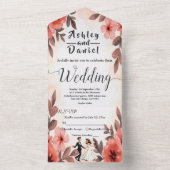 Invitation Tout En Un Elégant Chic Aquarelle Floral Bride Mariage de cha (À l'intérieur)