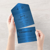 Invitation Tout En Un Elégant chic bleu rustique Tout en un Mariage Invi (Déchirure)