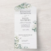 Invitation Tout En Un Elégant Chic Eucalyptus Laver or Mariage de verdur (À l'intérieur)