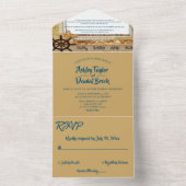 Invitation Tout En Un Elégant Chic Marine Côtier Mariage moderne (À l'intérieur)