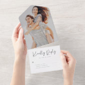 Invitation Tout En Un Elegant Chic Moderne Simple Photo Mariage (Déchirure)