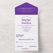 Invitation Tout En Un Élégant chic violet moderne Mariage Mandala (À l'intérieur)