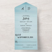 Invitation Tout En Un Elégant ciel bleu poussiéreux Tout en un Mariage I (À l'intérieur)