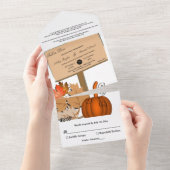 Invitation Tout En Un Élégant Citrouille rustique Automne quitte Mariage (Déchirure)