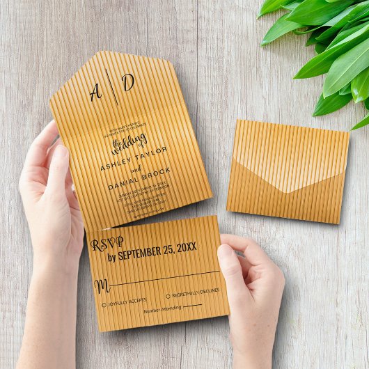 Invitation Tout En Un Elégant classe or chic All in One Wedding Inviter