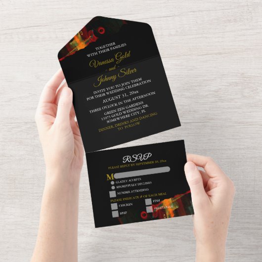 Invitation Tout En Un Elegant Classic Modern Trendy Pattern #903 Wedding (Déchirure)