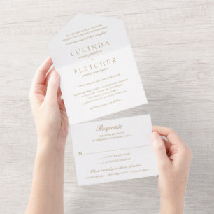 Invitation Tout En Un Élégant classique or traditionnel Mariage formel