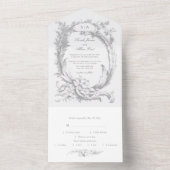Invitation Tout En Un Élégant classique Rococo Floral (À l'intérieur)